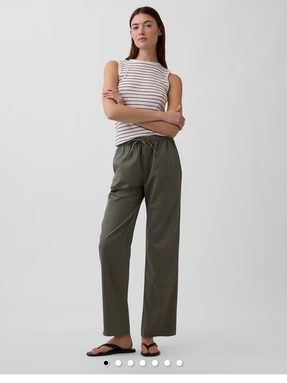 GAP Olive Green Wide Leg Drawstring Pants
